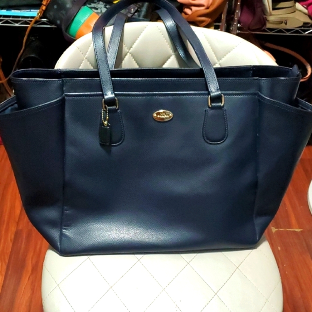 Coach Dark Blue Leather Baby Tote Bag💙 - Picture 2 of 16